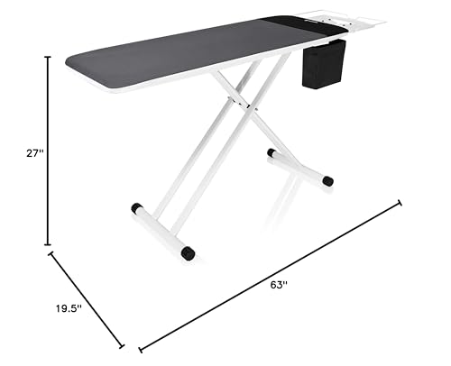 Heavy-Duty Ironing Board with Large 52” x 19.5” Surface & Heat-Resistant Cover