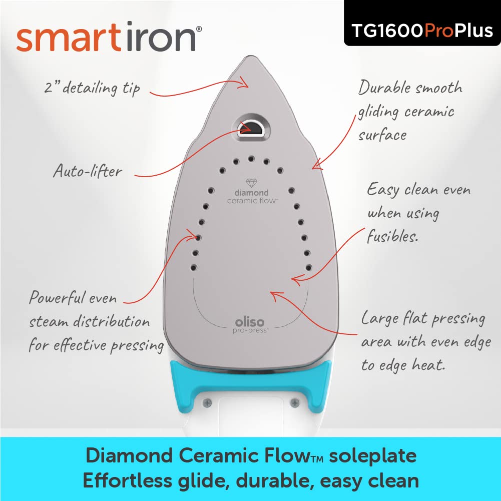 Smart Steam Iron with Auto Lift & Diamond Ceramic Soleplate – 1800W