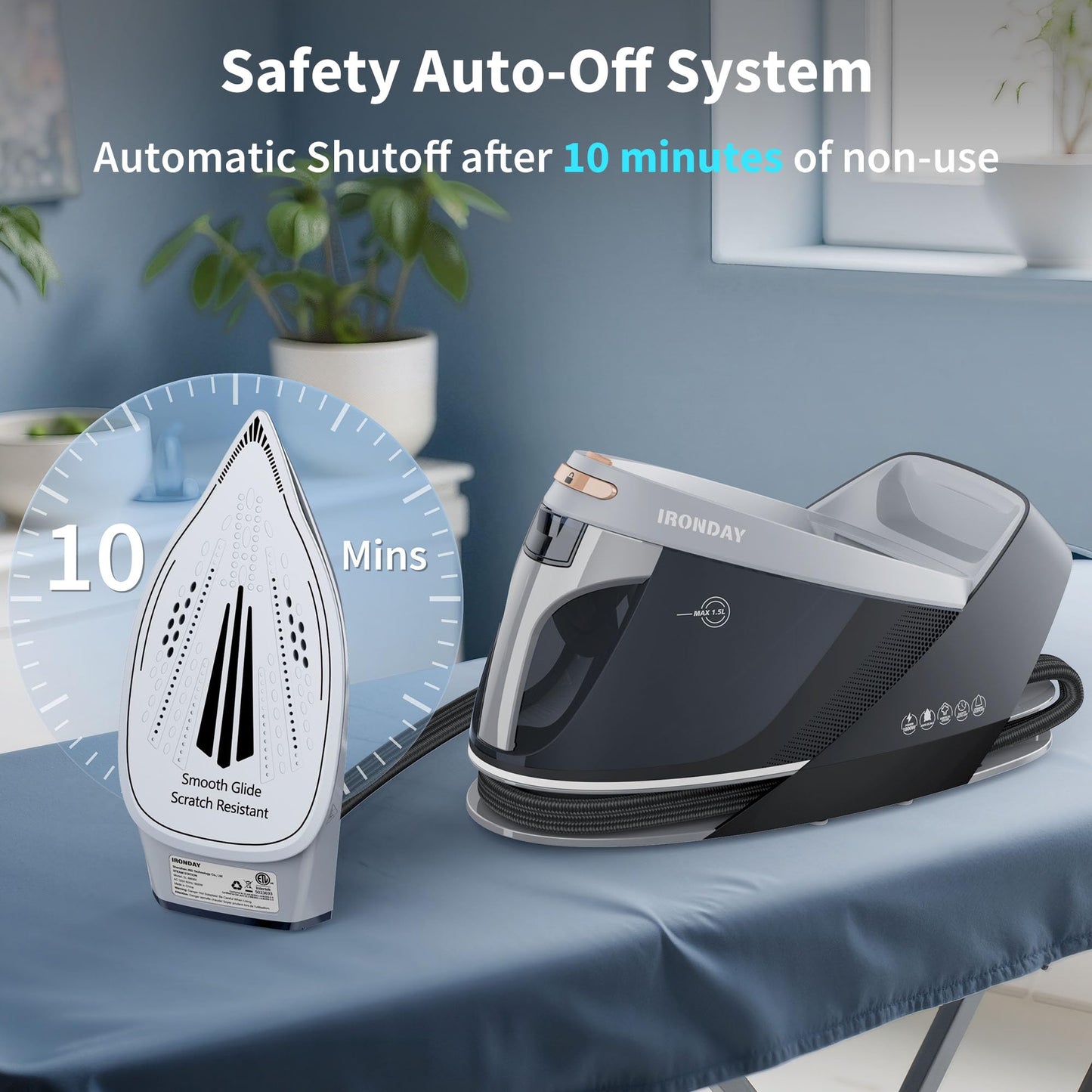 1800W Steam Station with LED Screen & Ceramic Soleplate – Auto Shutoff & Self-Clean