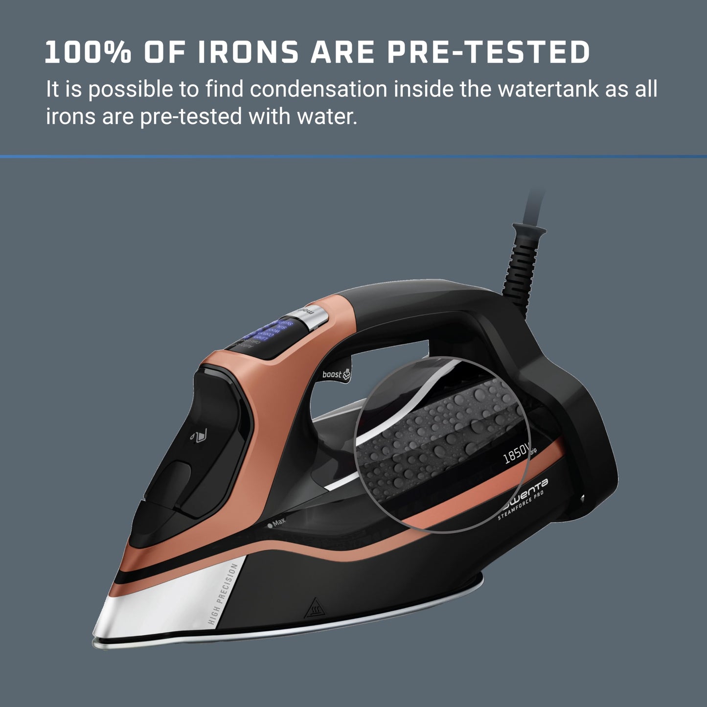 High-Power Steam Iron with Stainless Steel Soleplate & Smart Presets ā 1850W