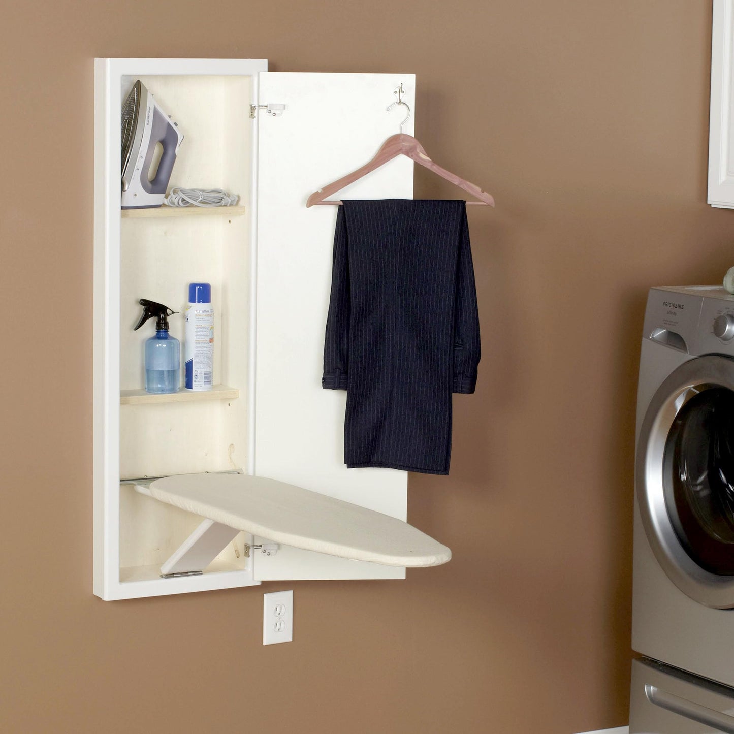 In-Wall Stowaway Ironing Board – White Finish, Space-Saving Design