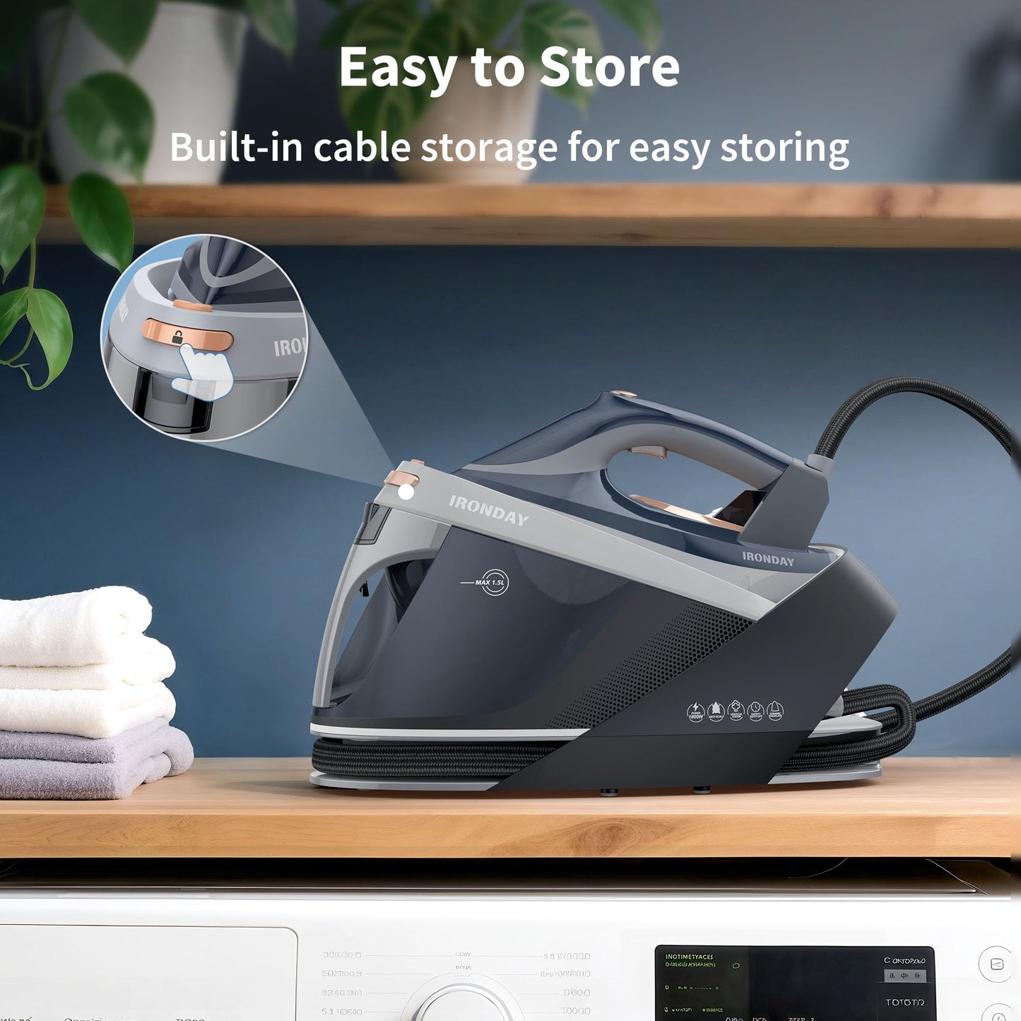 1800W Steam Station with LED Screen & Ceramic Soleplate – Auto Shutoff & Self-Clean
