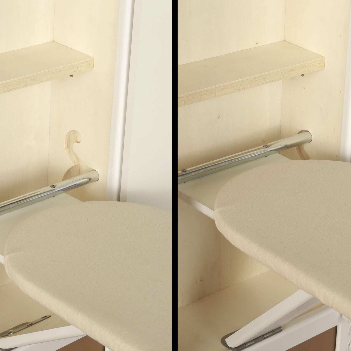 In-Wall Stowaway Ironing Board – White Finish, Space-Saving Design