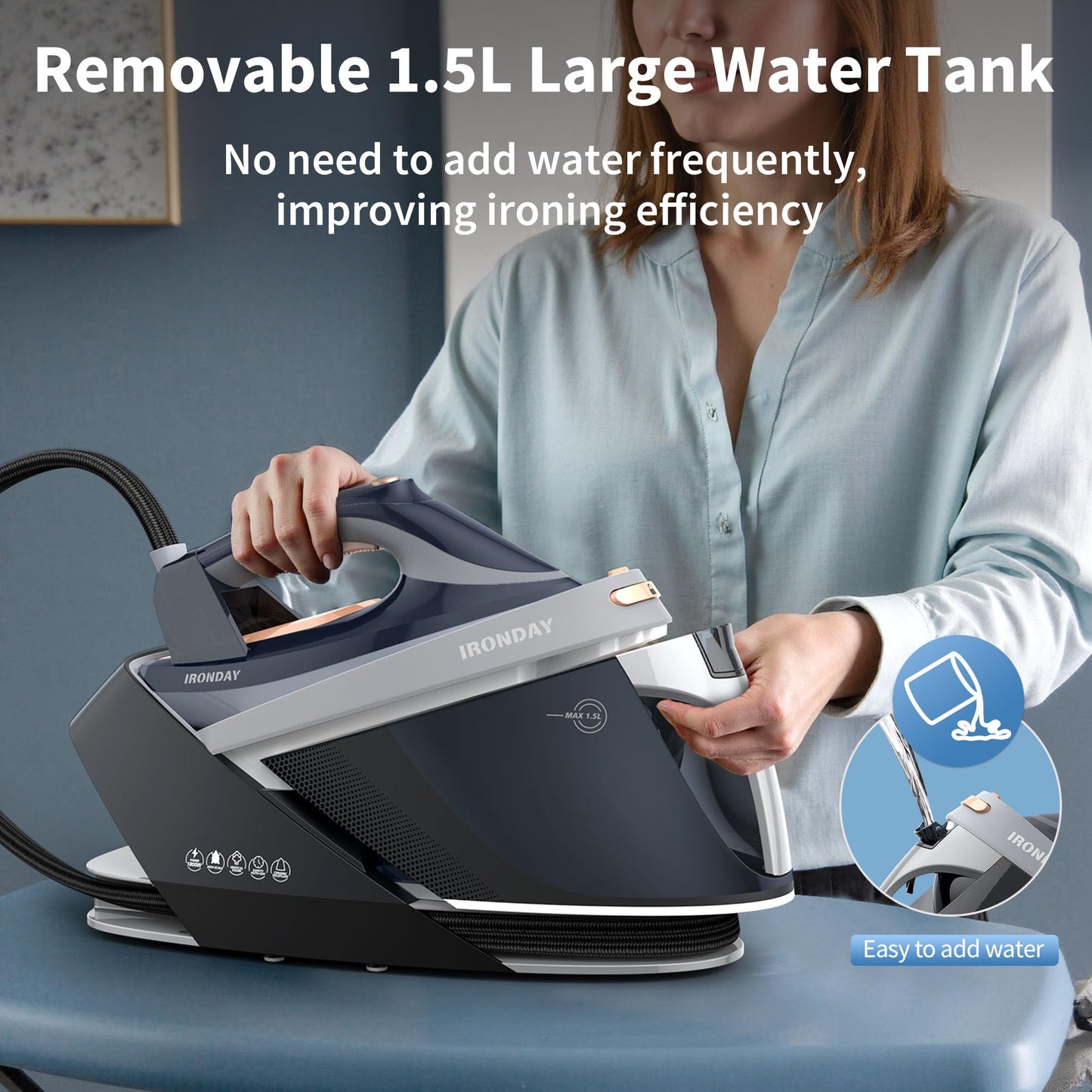 1800W Steam Station with LED Screen & Ceramic Soleplate – Auto Shutoff & Self-Clean