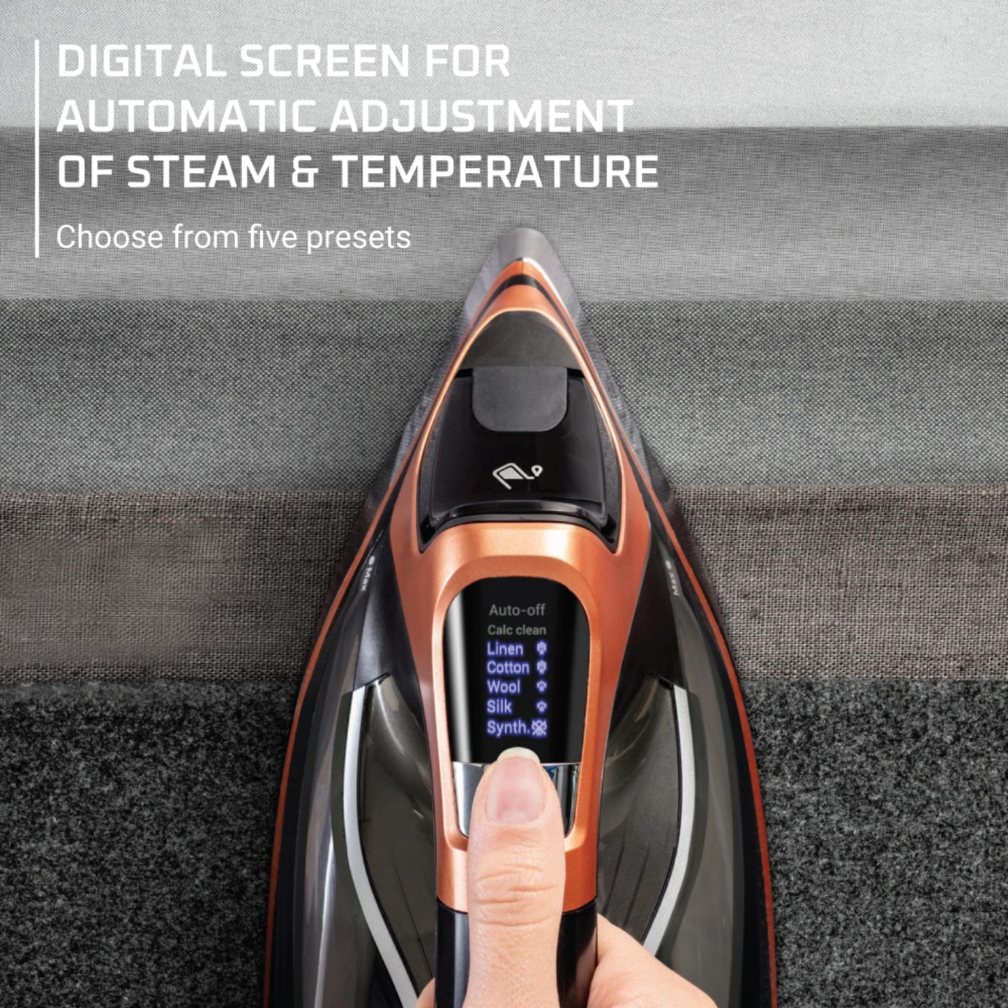 High-Power Steam Iron with Stainless Steel Soleplate & Smart Presets ā 1850W