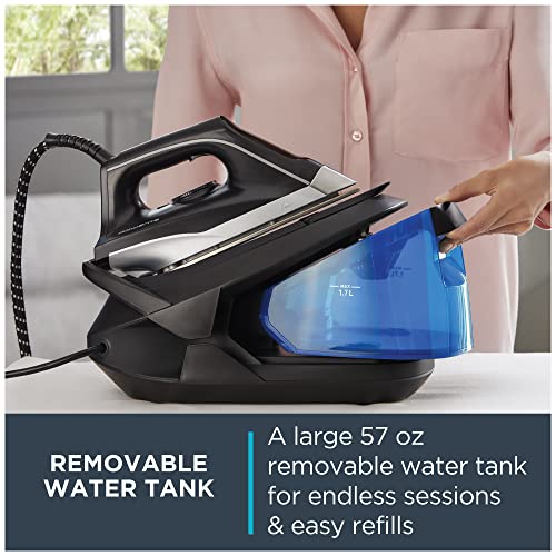 Compact Professional Steam Station with Stainless Steel Soleplate & Removable 57 oz Tank – 1500W