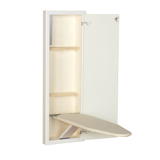 In-Wall Stowaway Ironing Board – White Finish, Space-Saving Design