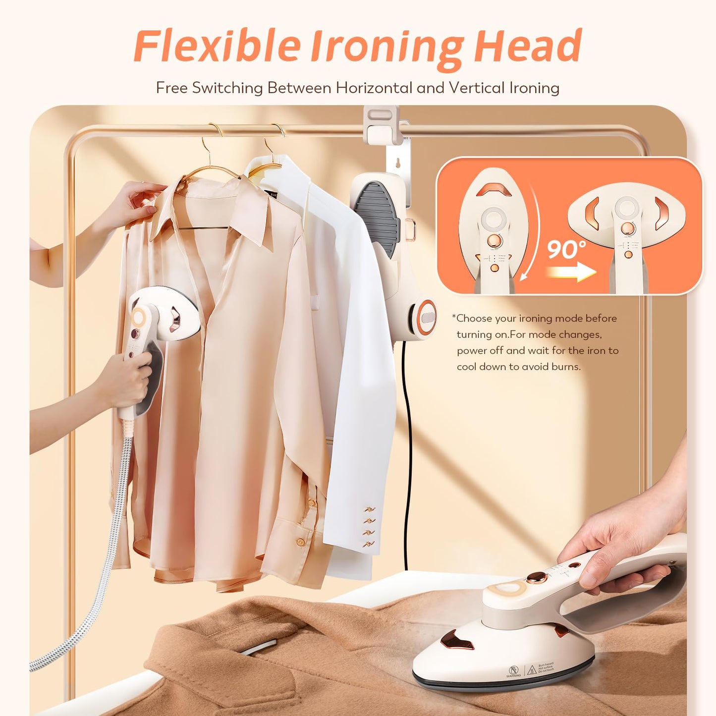 1500W Handheld Garment Steamer with Large Soleplate & Detachable 390ml Tank – Fast Heat-Up