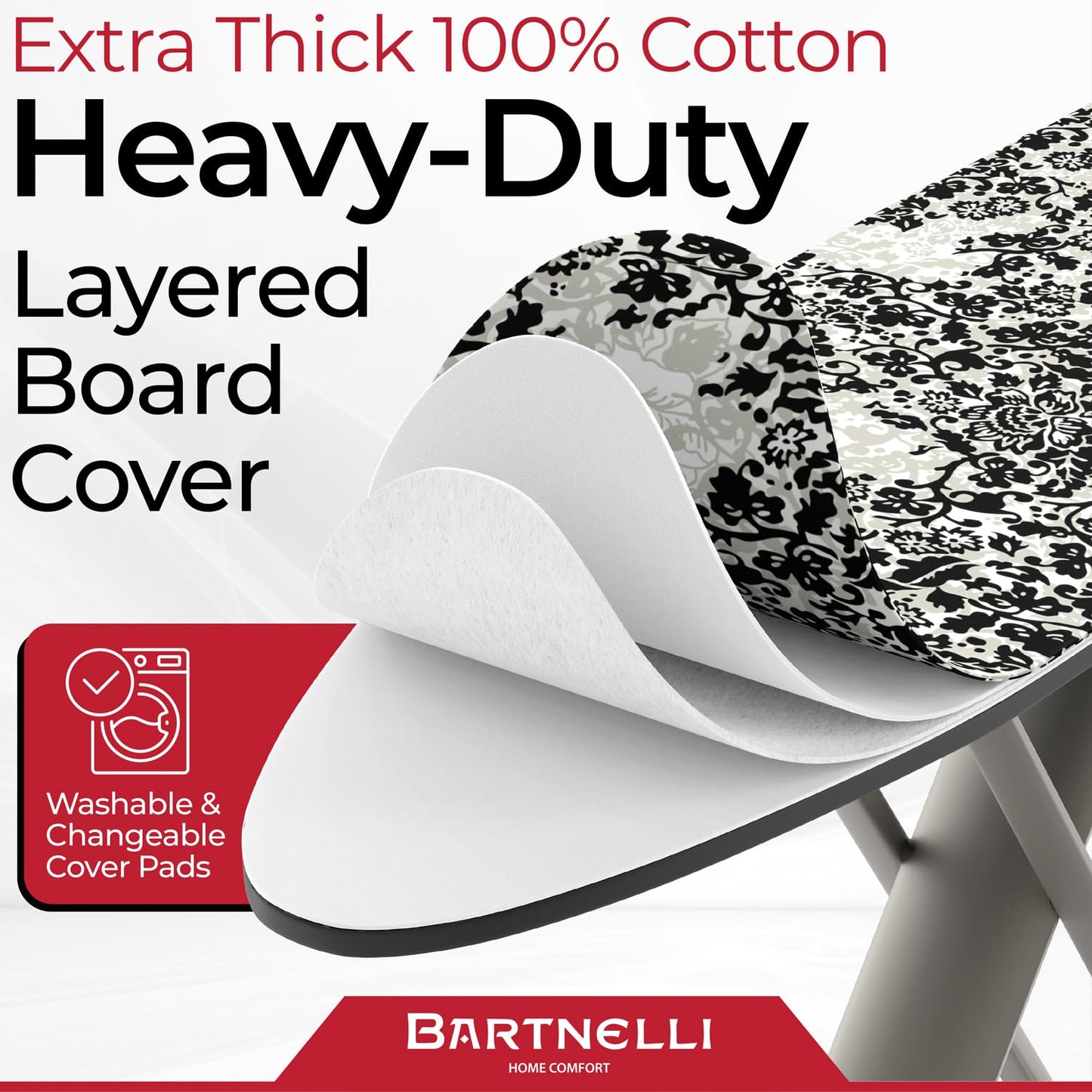 Luxury Extra-Wide Ironing Board – Adjustable Height with Steam Iron Rest