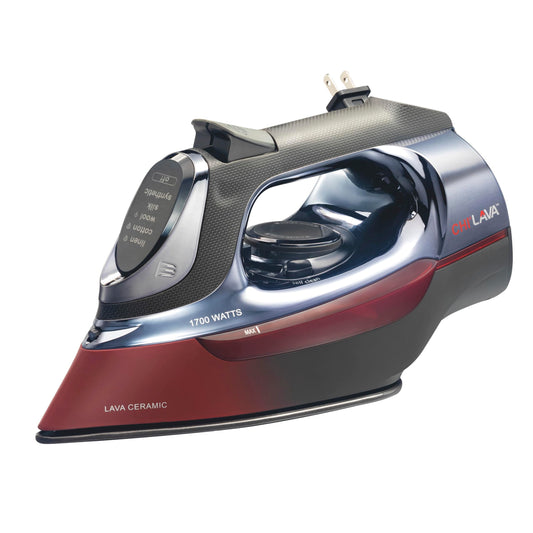 Professional Steam Iron with Lava-Infused Ceramic Soleplate & Retractable Cord – 1700W