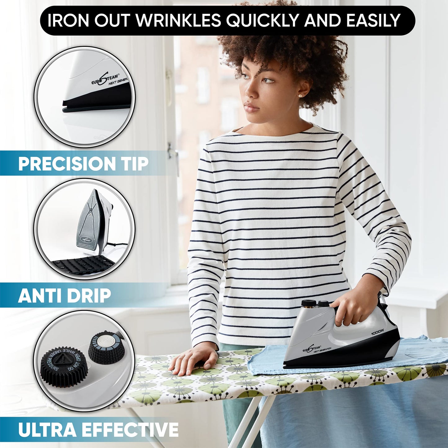 Professional Iron Steamer with Anti-Drip & Scratch-Resistant Soleplate – Horizontal & Vertical Steam