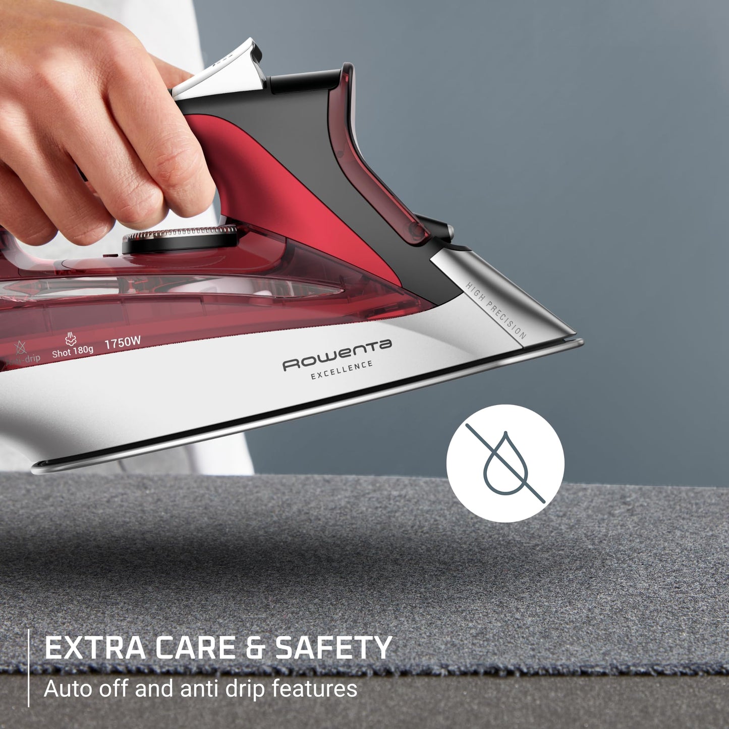 Powerful Steam Iron with Stainless Steel Soleplate, Retractable Cord & LED Display – 1750W