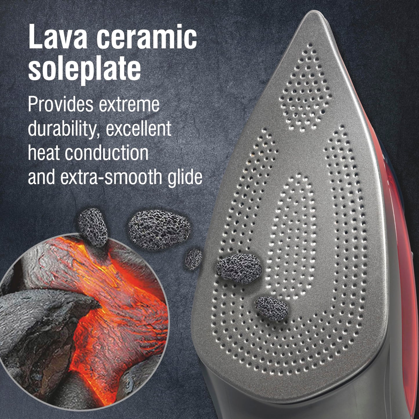Professional Steam Iron with Lava-Infused Ceramic Soleplate & Retractable Cord – 1700W